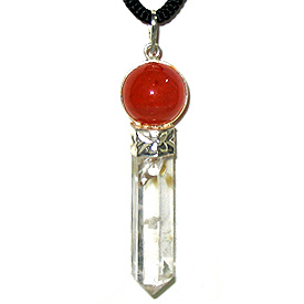 Carnelian and Crystal Quartz Pencil Pendants 'Friendship'