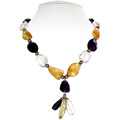 Amethyst, Crystal Quartz and Citrine Necklace 'Charming Vibrations'
