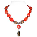 Carnelian and Smoky Quartz Necklace 'Sparkling Fire'
