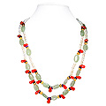 Carnelian, Green Aventurine, Citrine and Pearl Necklace 'Fruity'