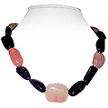 Amethyst and Rose Quartz Necklace 'Wine'