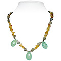 Rutile Quartz, Citrine and Chalcidony Necklace 'Life'